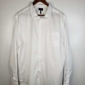 Goodman White Cotton & Spandex Button Up Casual Comfort Long Sleeve Shirt Sz XL